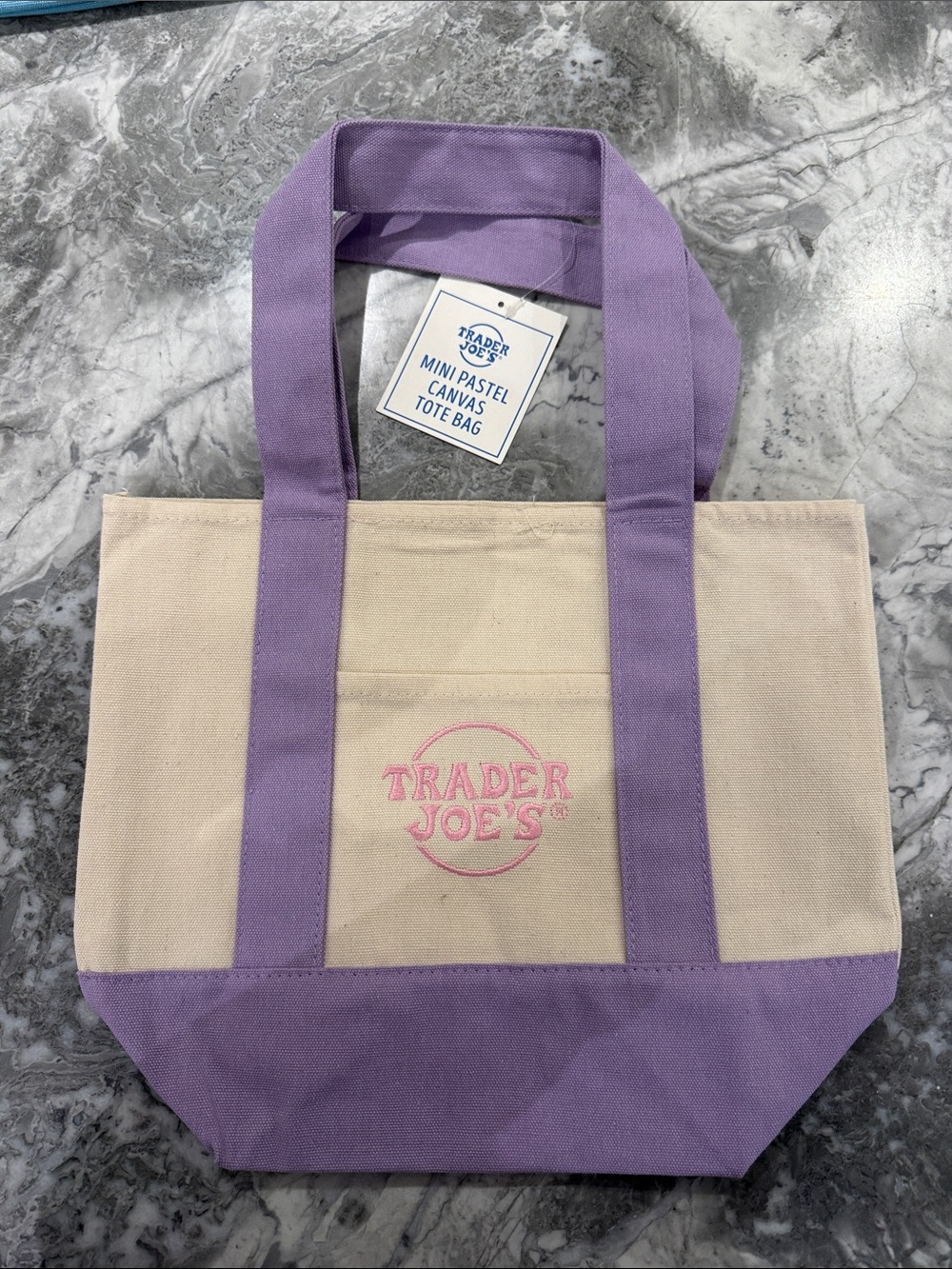 Trader Joe's Lavender & Cream Mini Canvas Tote